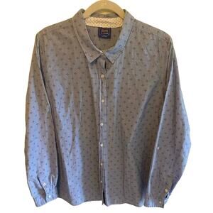 Le Tigre 100% Cotton Button-Down Long Sleeve Shirt with Pattern Size XL